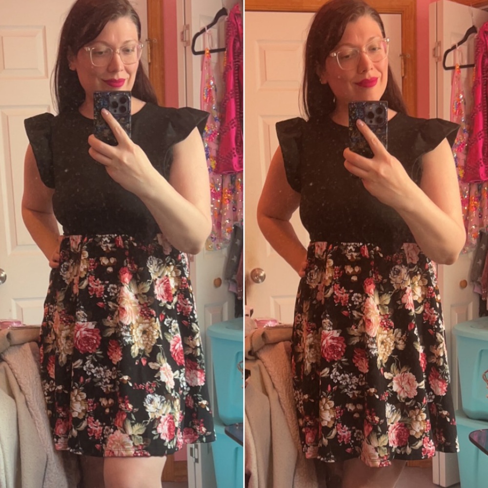 SHEIN Floral Ruffle Sleeve Dress